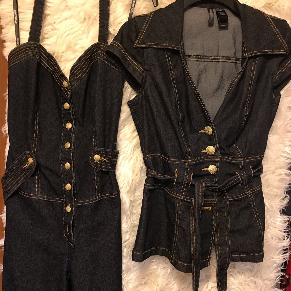 Denim jumpsuit with jacket
